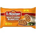 El Monterey Bean and Cheese Burritos – Family Pack of 8 Frozen Burritos, Made with Flavorful Beans, Delicious Cheese and No Artificial Flavors