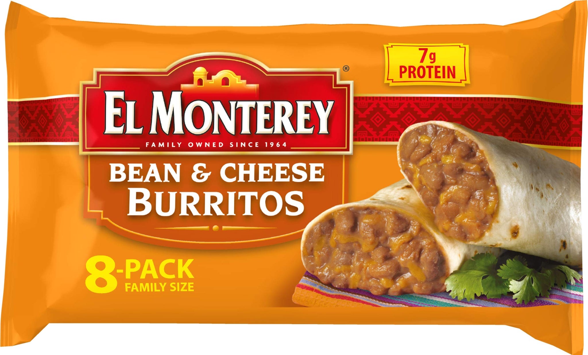El Monterey Bean and Cheese Burritos – Family Pack of 8 Frozen Burritos, Made with Flavorful Beans, Delicious Cheese and No Artificial Flavors