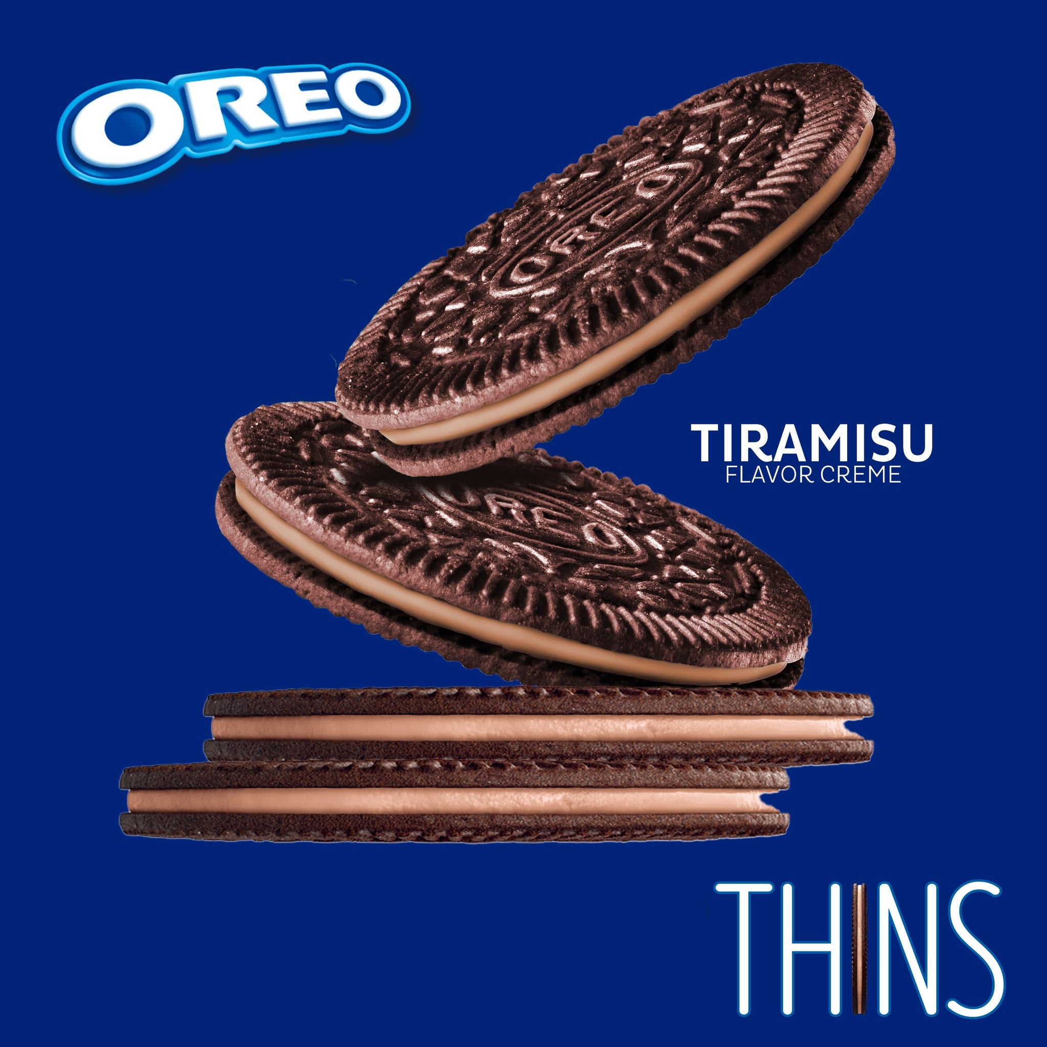 OREO Thins Tiramisu Creme Chocolate Sandwich Cookies, Family Size, 11.78 oz