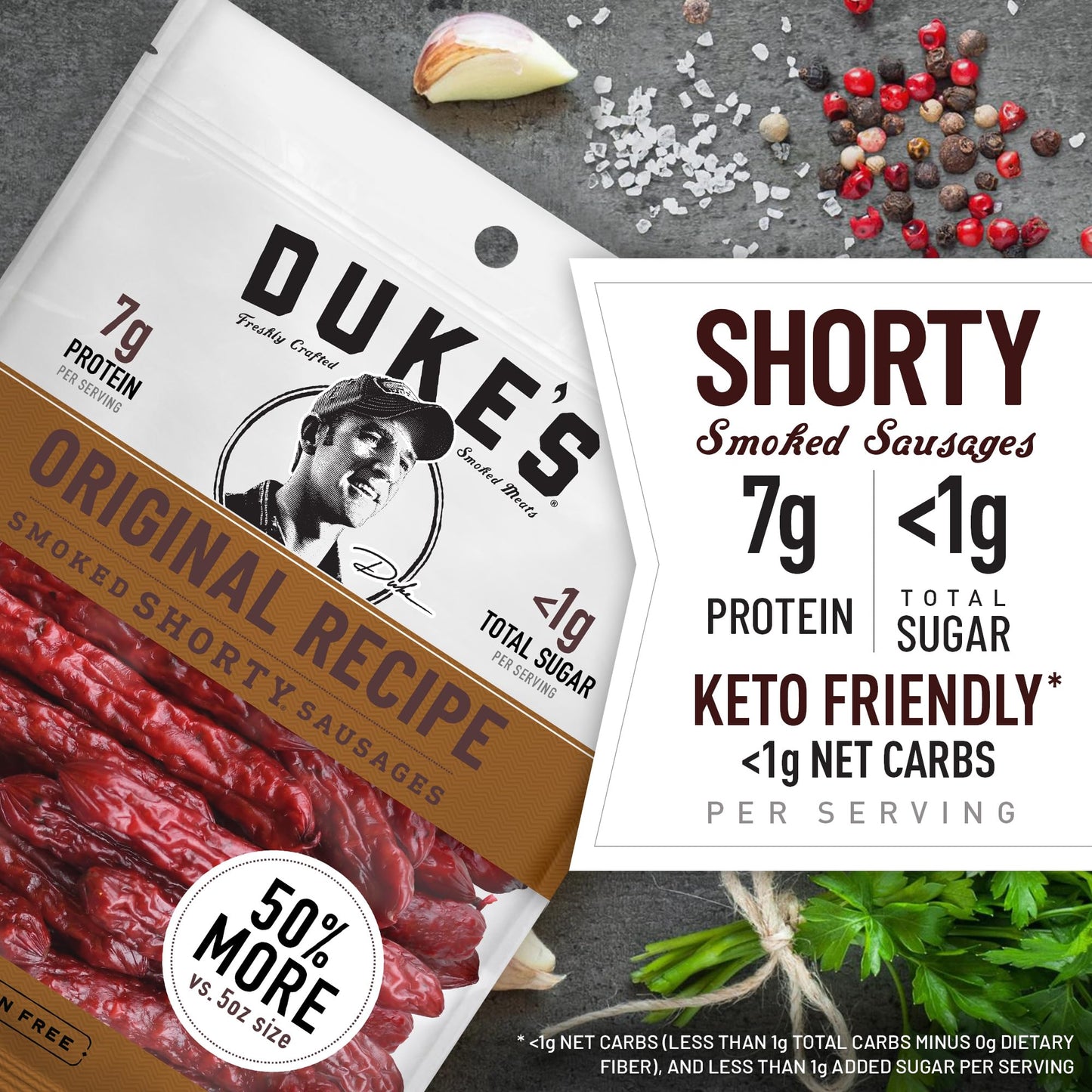 Duke's Pork Original Smoked Shorty Sausages, 7g Protein Per Serving, 7.5 oz.