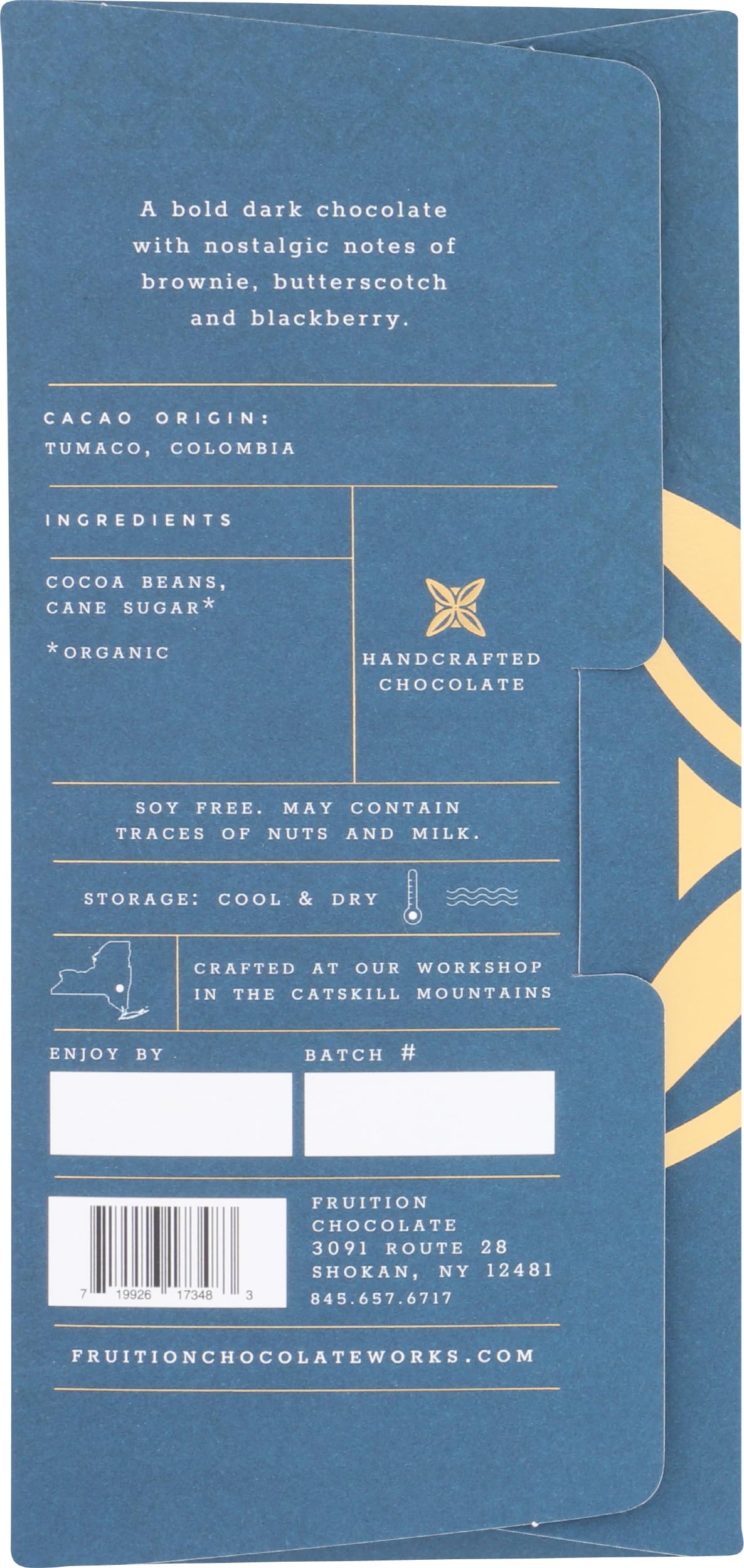 Fruition Chocolate Works Colombia Tumaco 85% Dark Chocolate Bar, 2.12 OZ