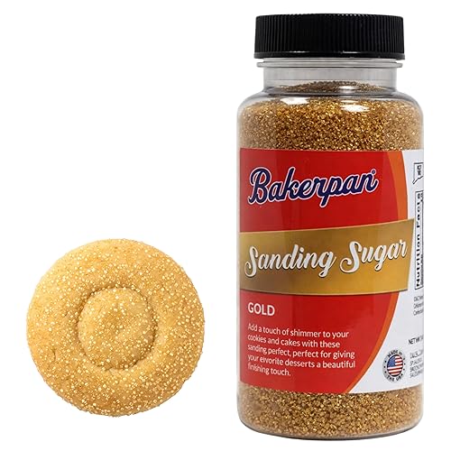 Bakerpan Gold Sanding Sugar for Baking & Cookie Decorating - 5 Ounce Edible Gold Sugar Sprinkles for Cookies, Cakes, Cocktails (Made In USA)