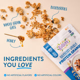 Oatsome Protein Granola Blueberry Vanilla, 10g Protein, Gluten Free, Made with Whole Grain Rolled Oats, Real Blueberries, & Flax Seeds, for Protein