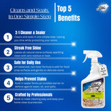 Black Diamond Stoneworks Granite Plus 2-in-1 Cleaner & Sealer, pH Neutral, Streak-Free Stone Cleaner for Granite, Marble, Quartz, Travertine