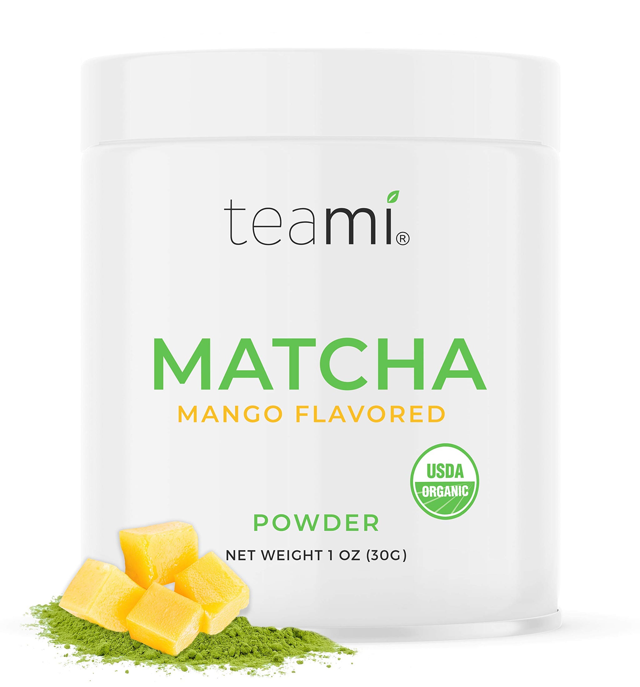 Teami Matcha Green Tea Powder - with Real Mango - Ceremonial Grade USDA Organic - Best for Lattes, Smoothies, Baking, Recipes, Traditional Preparation
