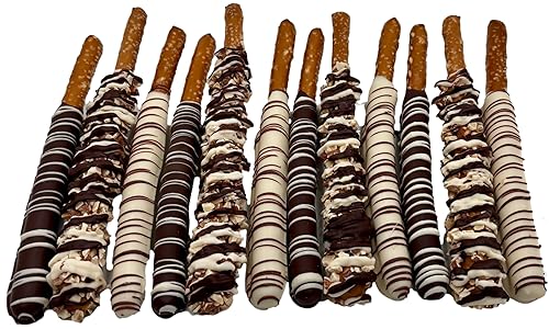 US Sweets Dark Lover Pretzel Set - Pretzel Sticks Dipped in Dark Chocolate, White Chocolate & Caramel | Gourmet Candy Treat | Delicious Gift |