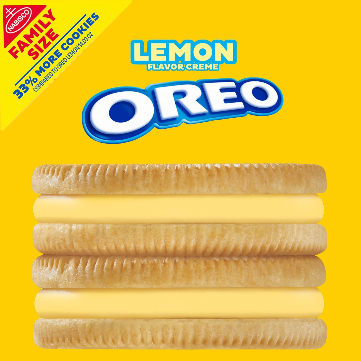 OREO Lemon Creme Sandwich Cookies, Family Size, 18.71 oz
