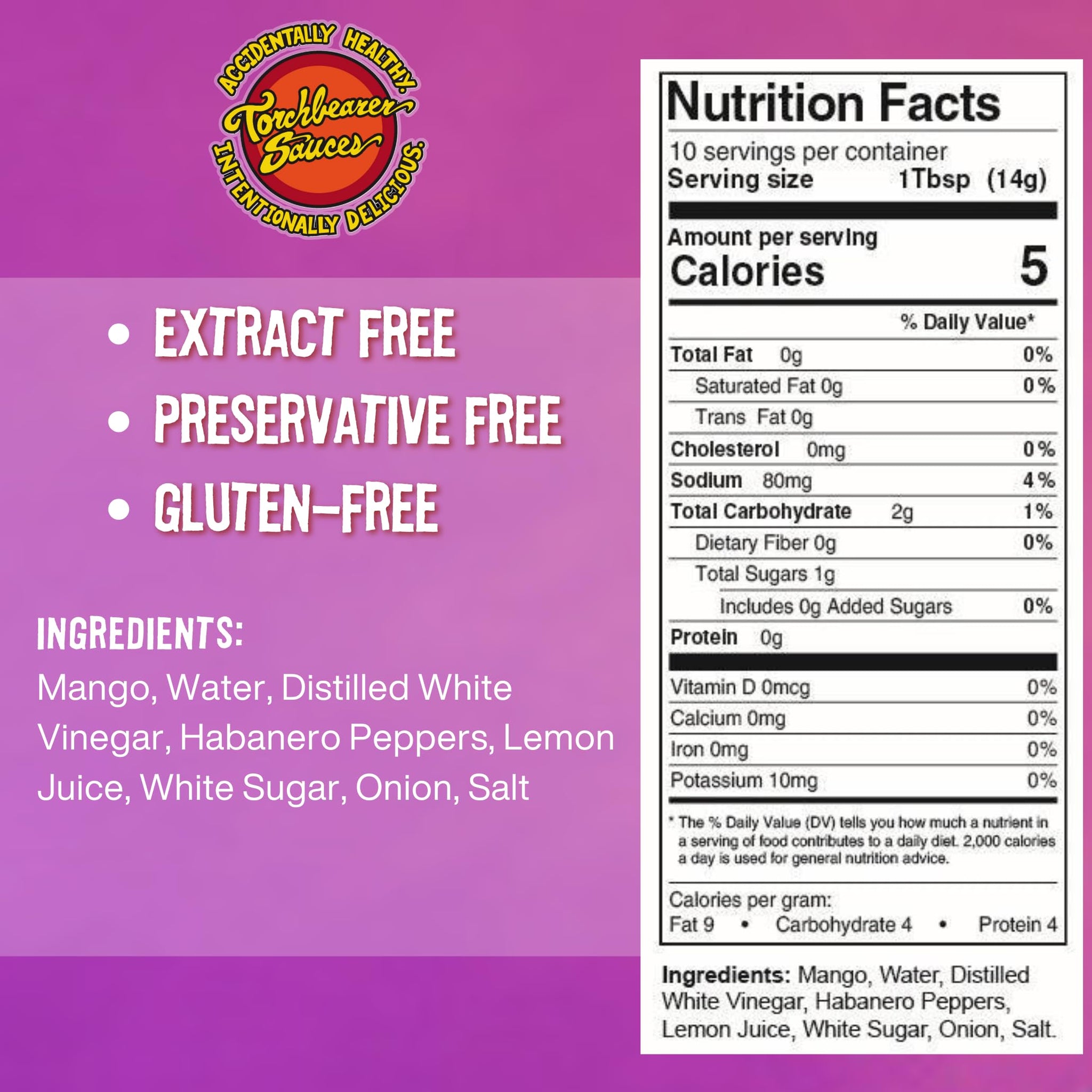 Shinedown Mango Habanero Hot Sauce aka Attention, Attention, This is Hot! 5oz Heat Level 5 - Torchbearer Sauces All Natural, Extract-Free, Made in USA