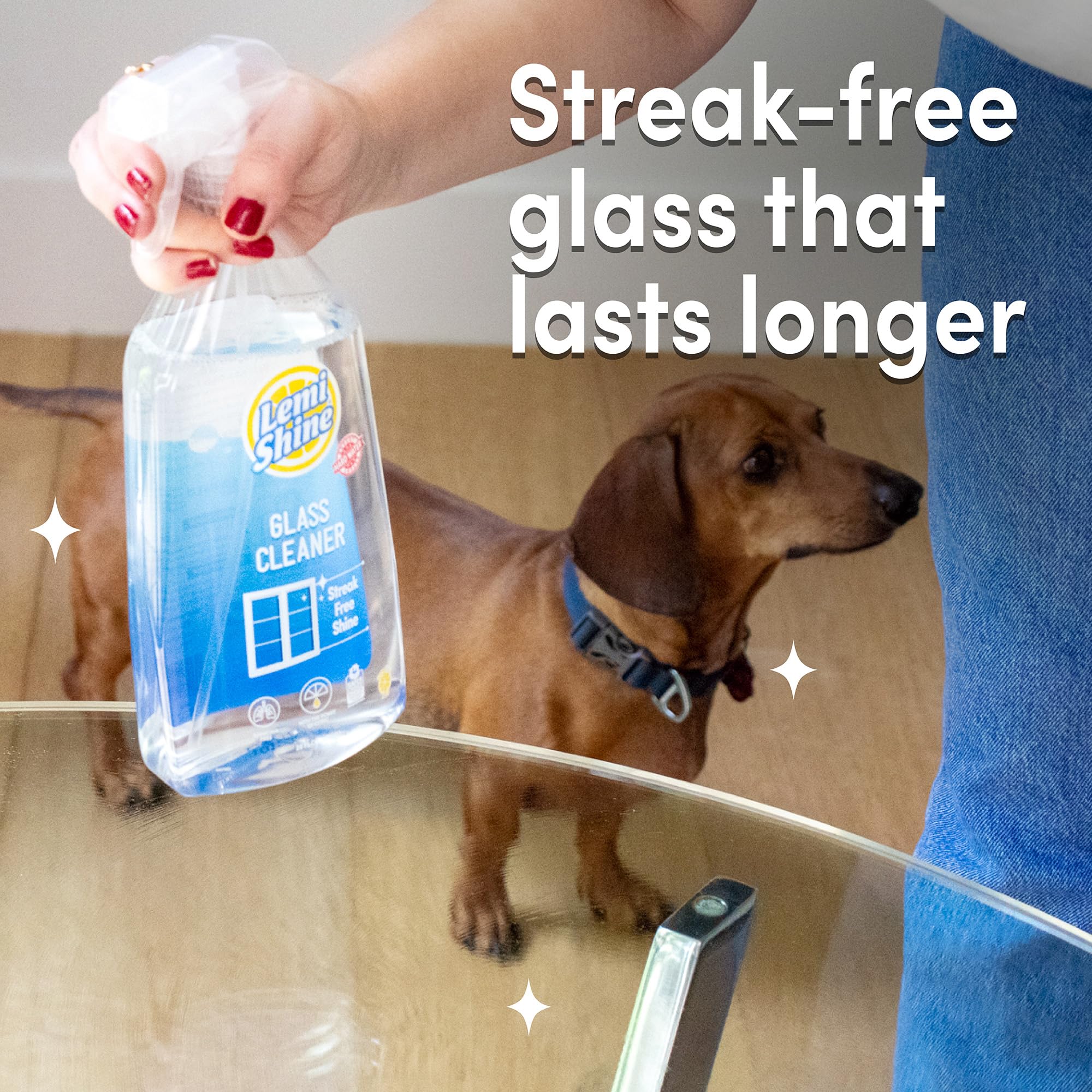 Lemi Shine Glass & Surface Cleaner - Multi-Surface Glass Cleaner Spray with Powerful Citric Acid, Cleans Smudges and Streaks From Windows, Glass