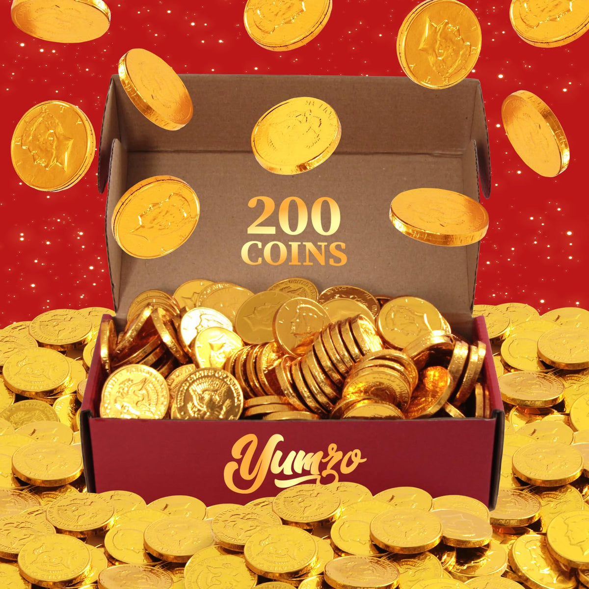 Gold Chocolate Coins, 200 Pack of Gold Chocolate Coins Bulk, Ideal Coin Candy for Themed Parties, Events and Celebrations, Perfect for Gift Bags