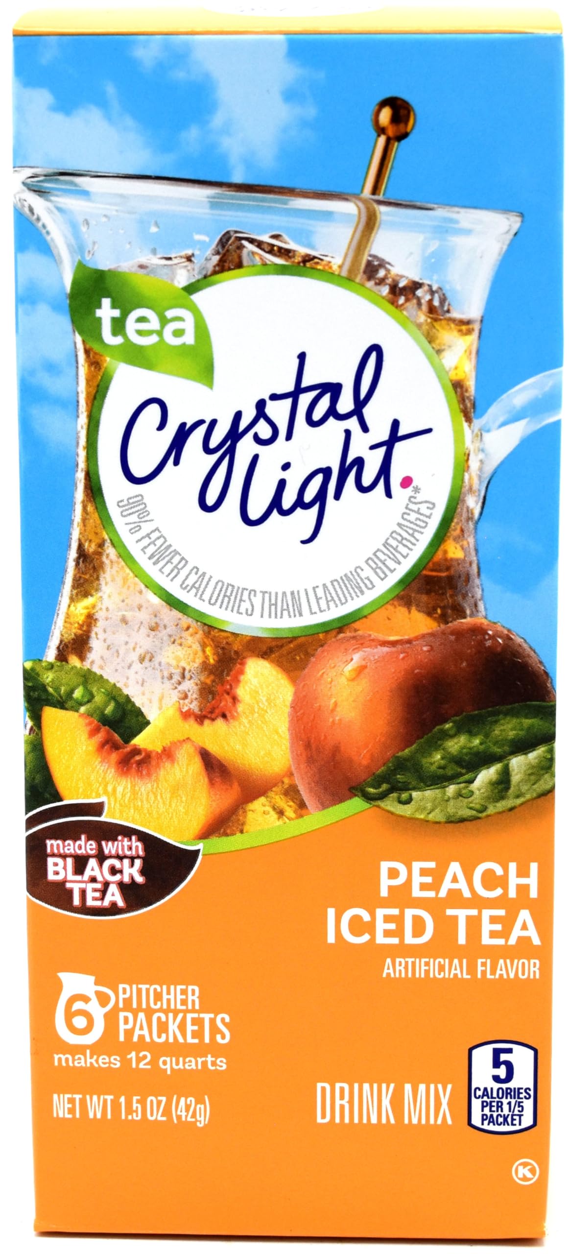 Crystal Light Peach Iced Tea Drink Mix, 12-Quart Canister (Pack of 8)