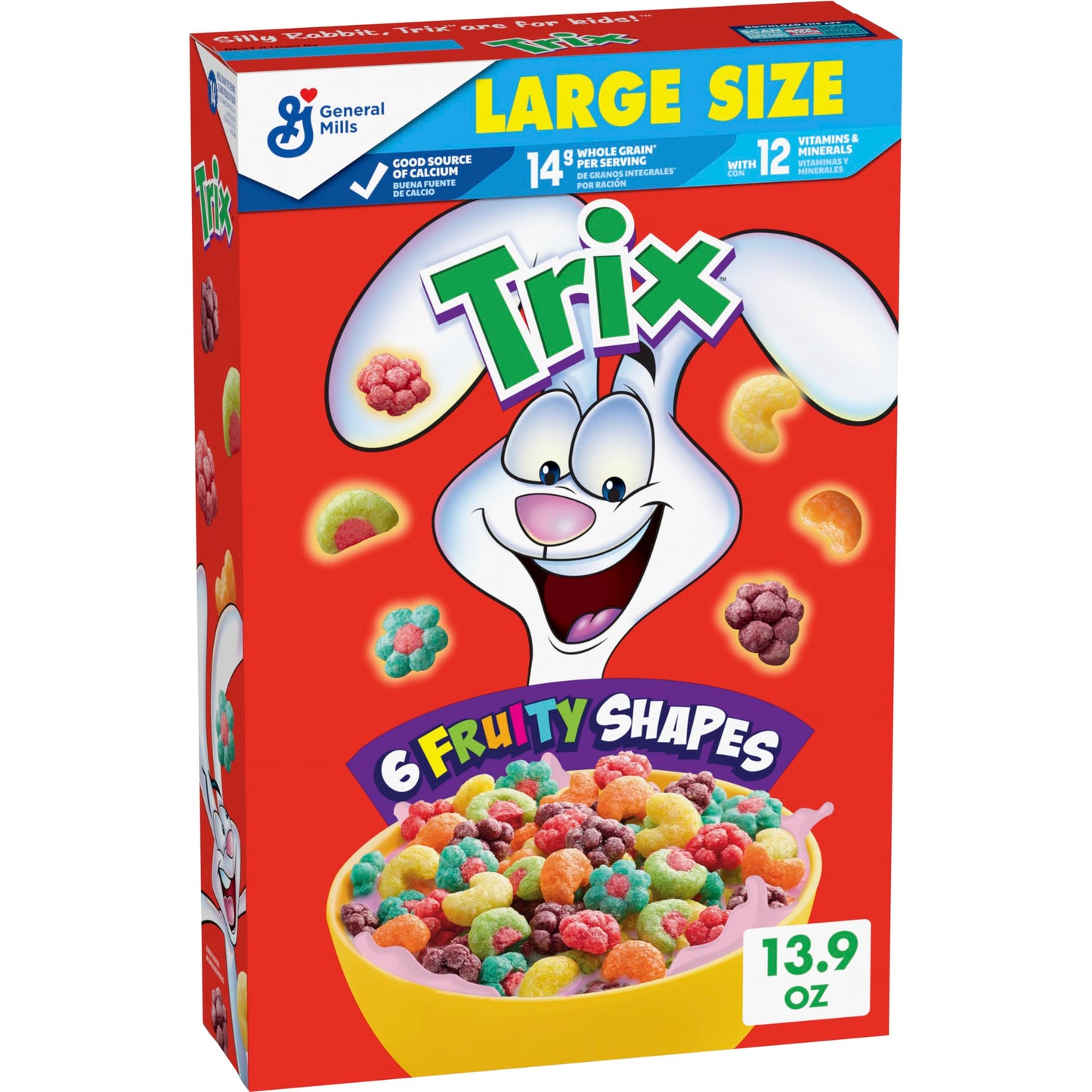 Trix Breakfast Cereal, 6 Fruity Shapes, Made with Whole Grain, Large Size, 13.9 oz