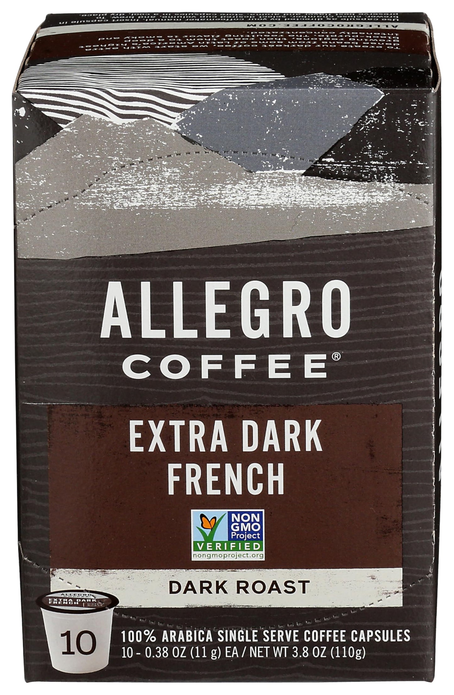 Allegro Coffee, Coffee French Roast Extra Dark Pods 10 Count, 3.8 Ounce
