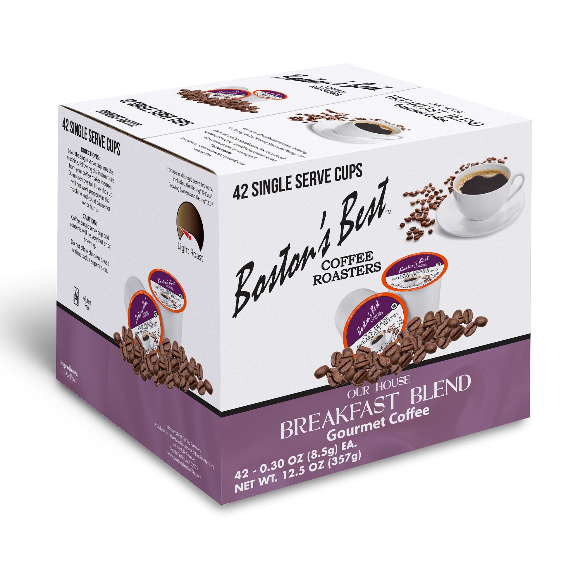 Boston’s Best - Smooth Light-Roast Breakfast Blend, Delicious Gourmet Coffee Compatible with Keurig Coffee Maker, 1 Count (42 Single Serve Cups)