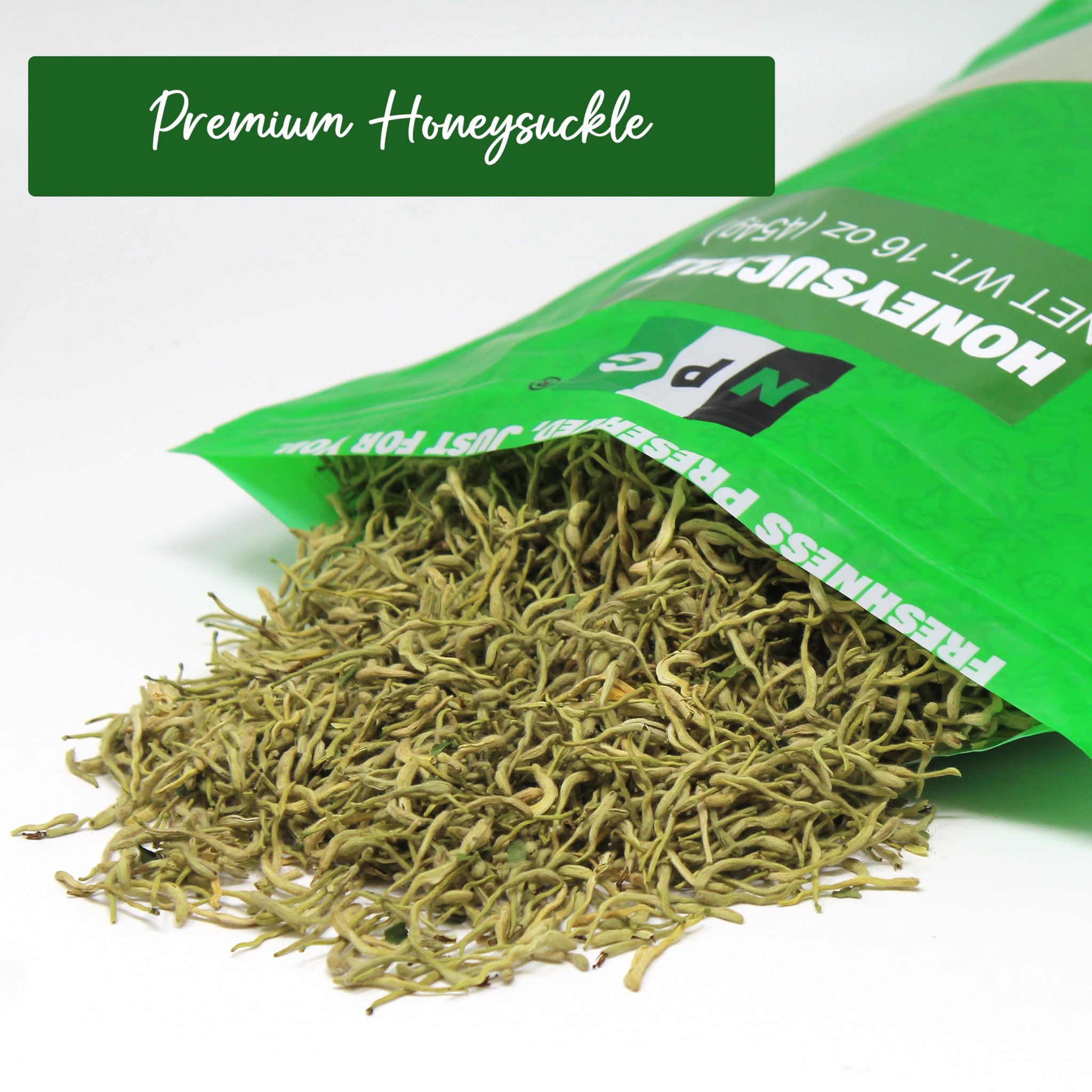 NPG Dried Honeysuckle Bulk 16 Oz, Jin Yin Hua, Natural Herbal Tea, Sweet Floral Aroma, Resealable Packaging, Versatile for Relaxing Teas, Traditional
