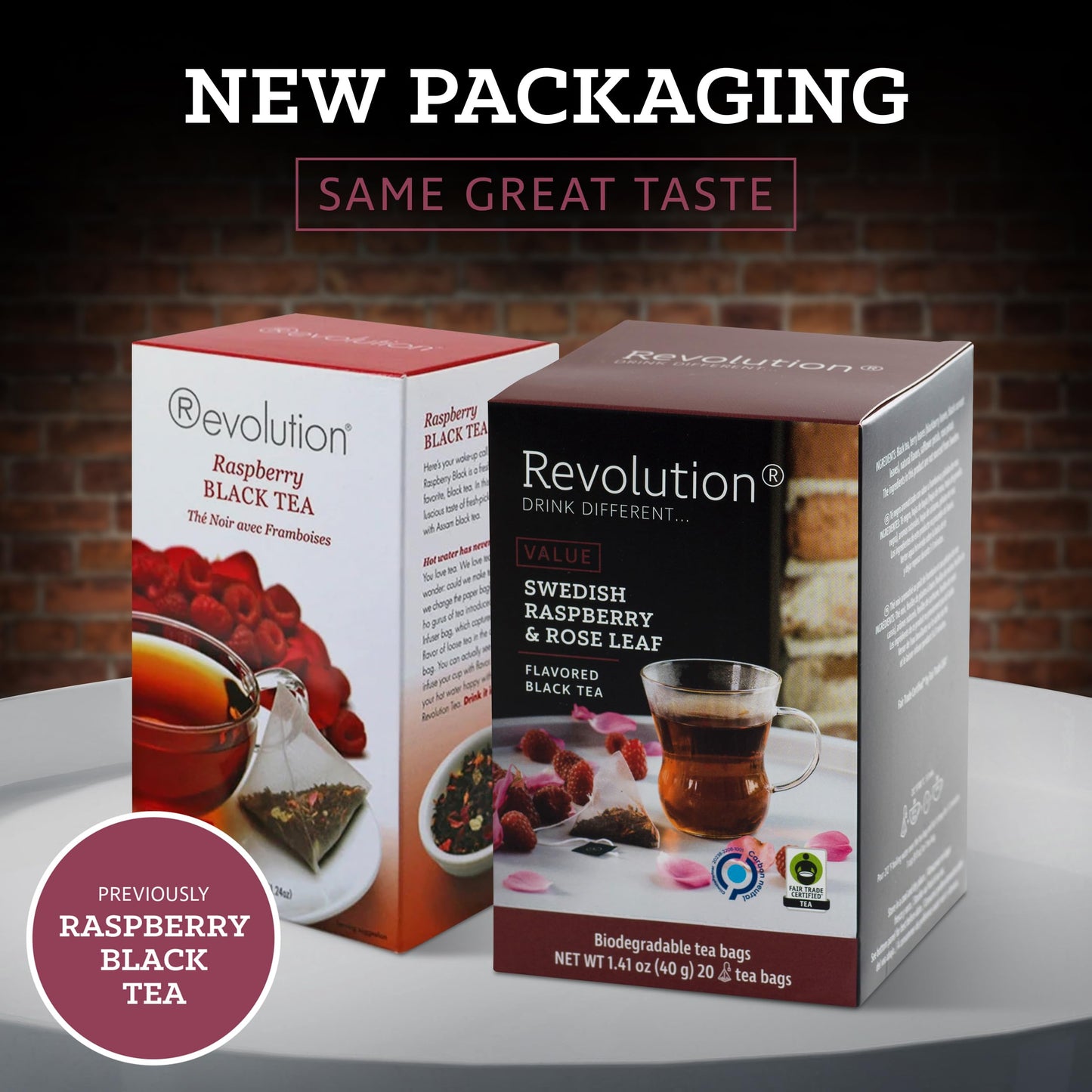 REVOLUTION TEA® Raspberry Black Tea [THE ORIGINAL] - Swedish Raspberry & Rose Leaf - Premium Full Leaf Tea - Biodegradable Infuser Tea Bags - Flavored