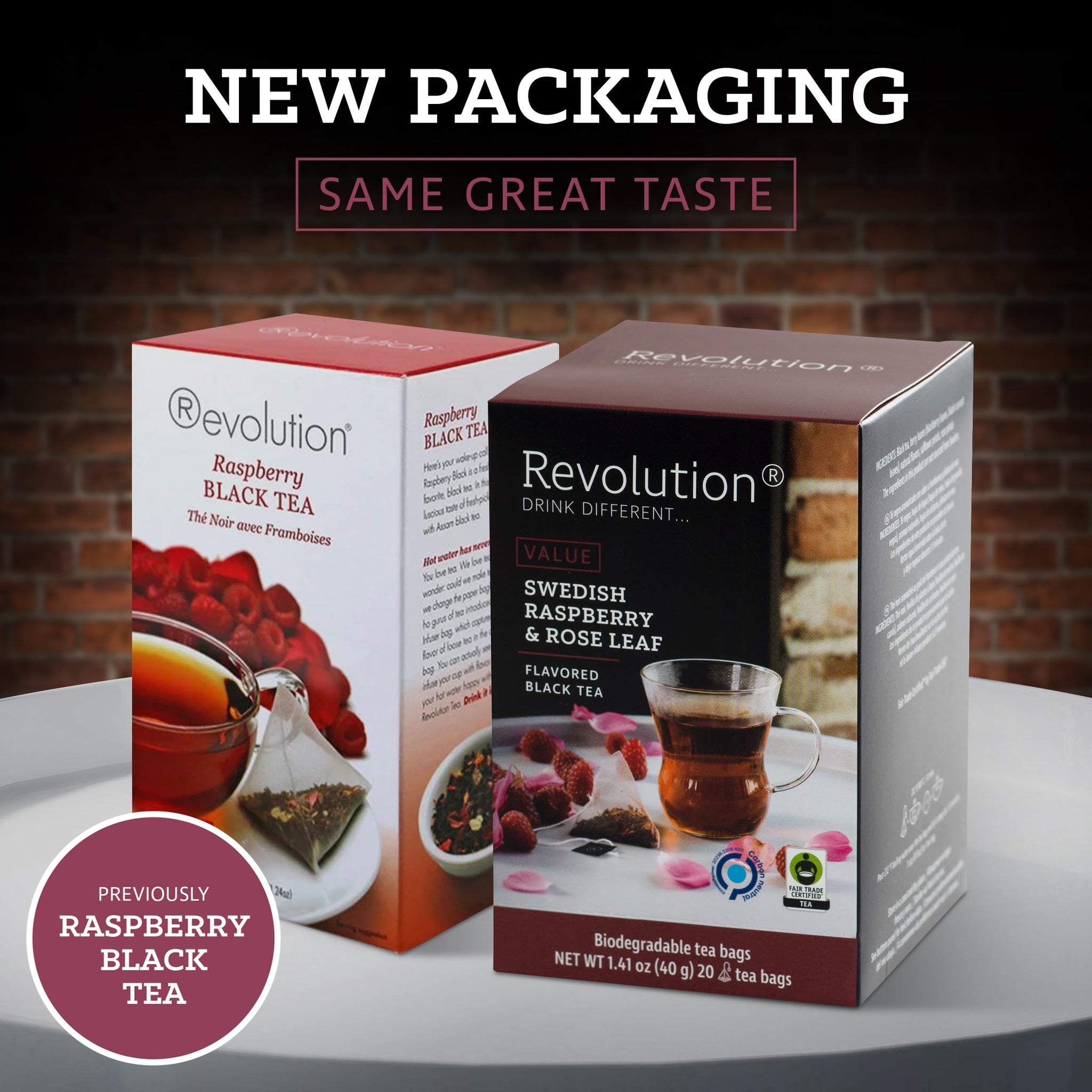 REVOLUTION TEA® Raspberry Black Tea [THE ORIGINAL] - Swedish Raspberry & Rose Leaf - Premium Full Leaf Tea - Biodegradable Infuser Tea Bags - Flavored