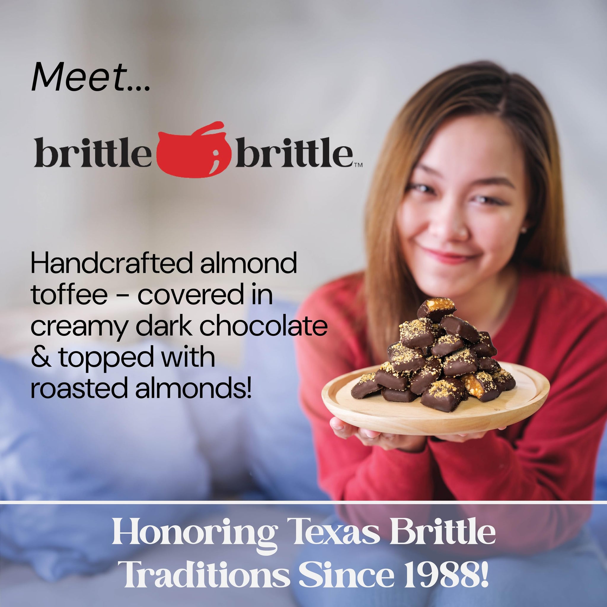 brittle-brittle Roasted Almond Toffee Candy with Dark Chocolate, Handcrafted Gourmet Dessert, Individually Wrapped Treat, Perfect Snack or Gift, 24 oz