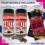 Killer Hogs Hot BBQ Rub Premium Barbecue Rub & Seasoning 2 pk (24 oz) + Guide & Bottle Opener (4 Items)!