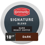 Community Coffee Signature Blend 18 Count Coffee Pods, Dark Roast, Compatible with Keurig 2.0 K-Cup Brewers, Box of 18 Pods