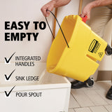Rubbermaid Commercial Products WaveBrake 26 Qt. Side-Press Mop Bucket and Wringer Combo on Wheels, Yellow, for Professional/Industrial/Business