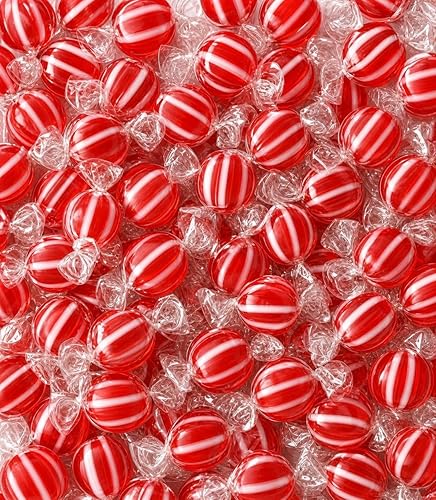 Cinnamon Hard Candy 1 lb - Classic Suckers, Spicy Cinnamon Flavor, Red & White Striped, Individually Wrapped Bulk, Old-Fashioned Sweet Treat