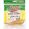 Sadaf Rock Candy with Saffron - Saffron Rock Candy for Tea and Coffee - Food Flavoring Rocks- 8 Oz Resealable Bag