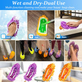 4 Pcs Shoes Cover Dust Duster, Washable Mop Slippers Shoes for Floor Cleaning, Reusable Microfiber Duster Mops for House, Office, Bathroom, Kitchen