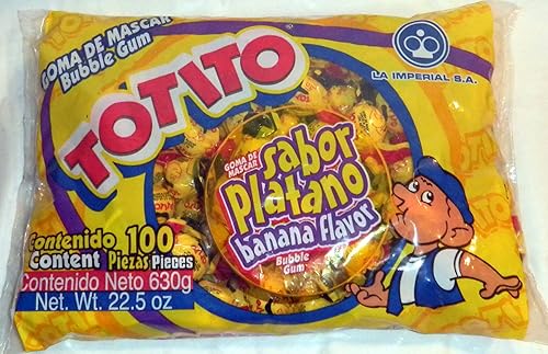 Totito Platano - Banana Goma De Mascar Chicles Flavored Bubble Gum 100 Pcs 22.5oz