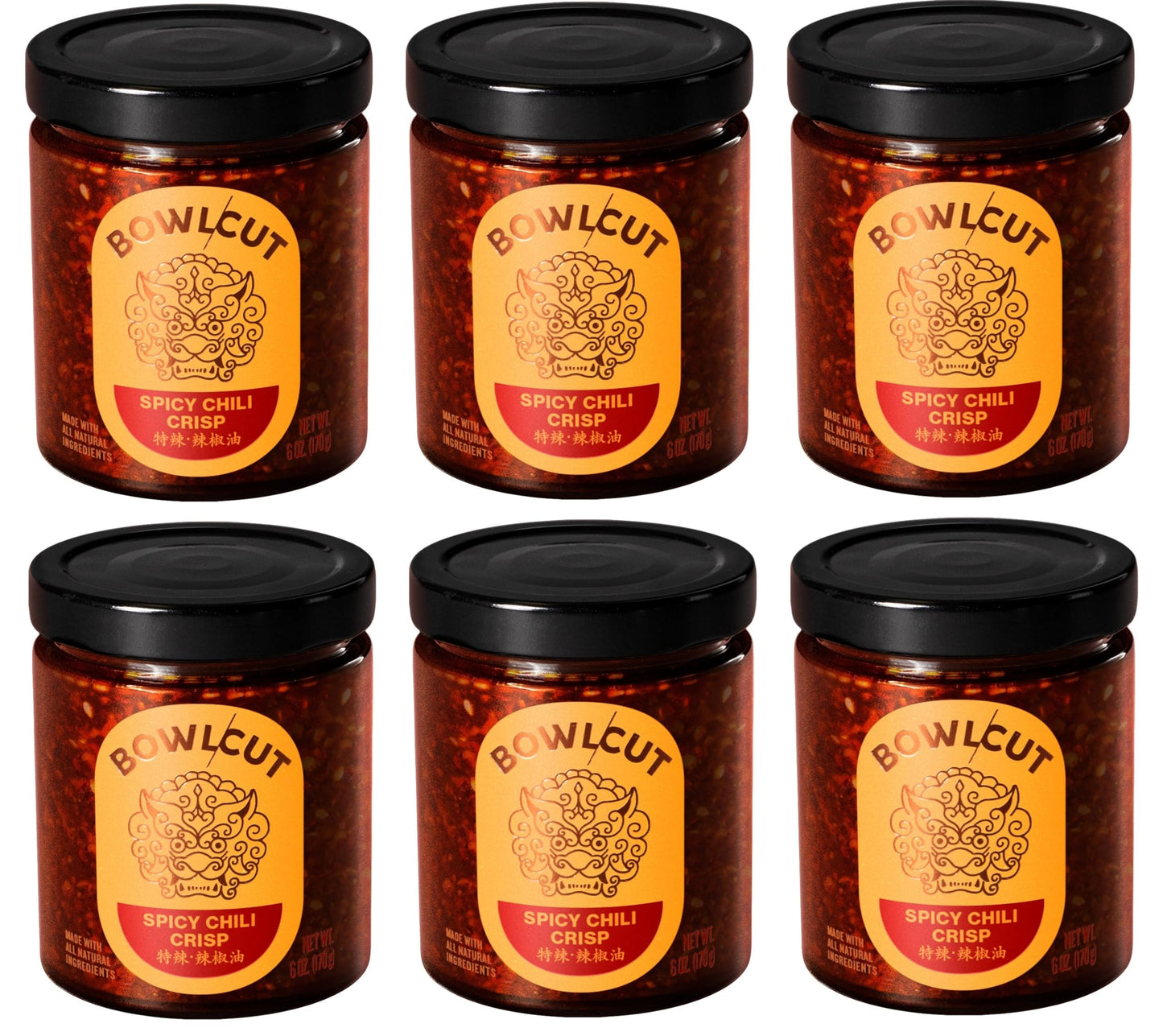 Bowlcut All Natural, Gluten Free, Vegan, Made in USA Chili Crisp, Chili Oil with Chili Flakes & Hot Sauce Alternative for Eggs, Pasta, Dumplings