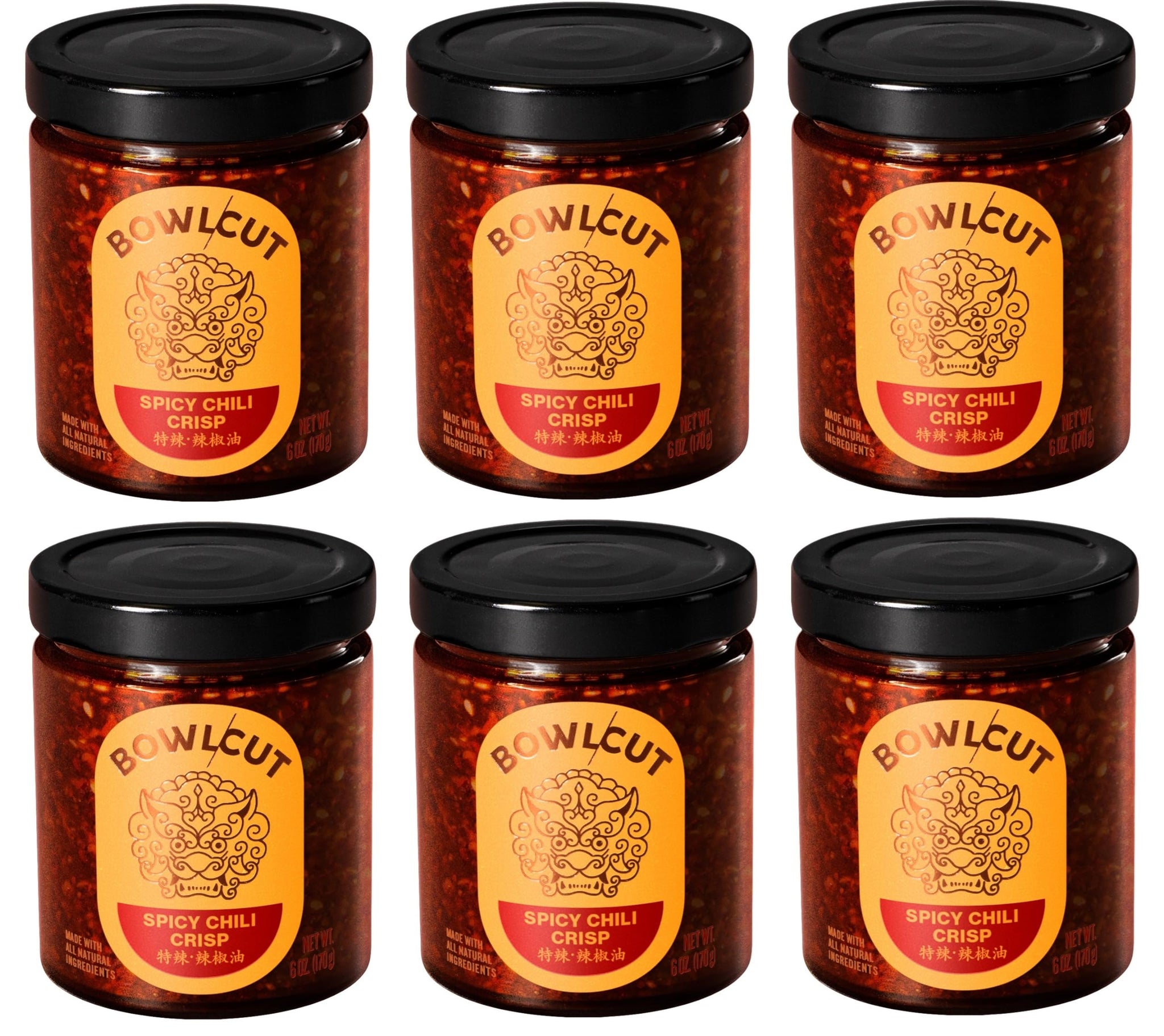 Bowlcut All Natural, Gluten Free, Vegan, Made in USA Chili Crisp, Chili Oil with Chili Flakes & Hot Sauce Alternative for Eggs, Pasta, Dumplings