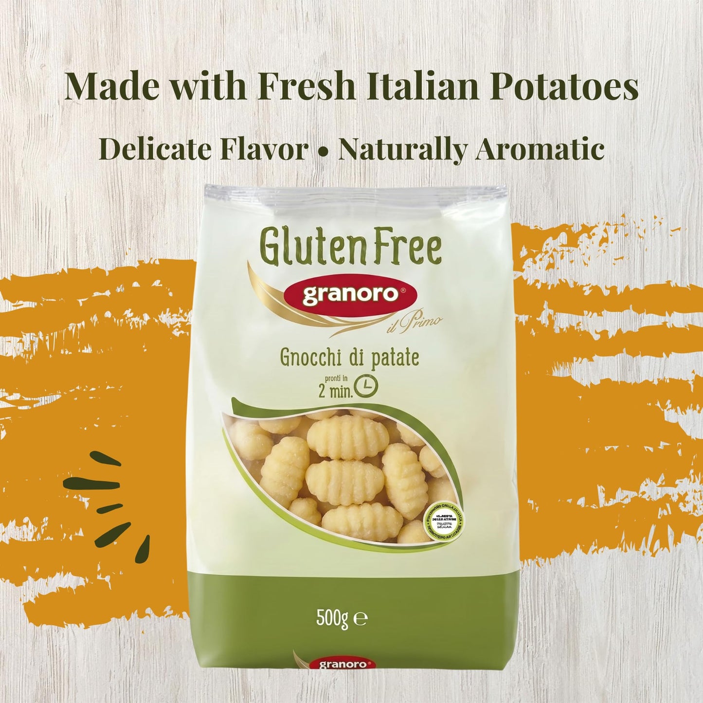 Granoro Gluten Free Potato Gnocchi No.471, Italian Potato Dumpling Pasta with Corn & Rice Flour, Soft Traditional Gnocchi Pasta, 1.1 lb Bags (Pack