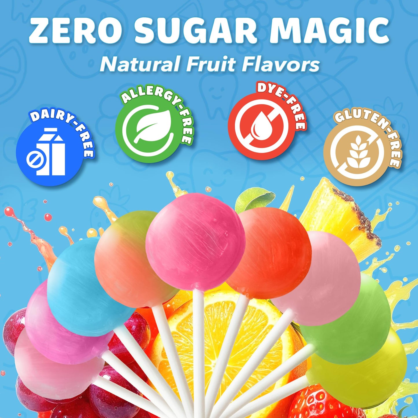 Zollipops Clean Teeth Lollipops, Anti Cavity with Xylitol, Sugar Free Candy for a Healthy Smile Great for Kids, Diabetics and Keto Diet, Natural Fruit