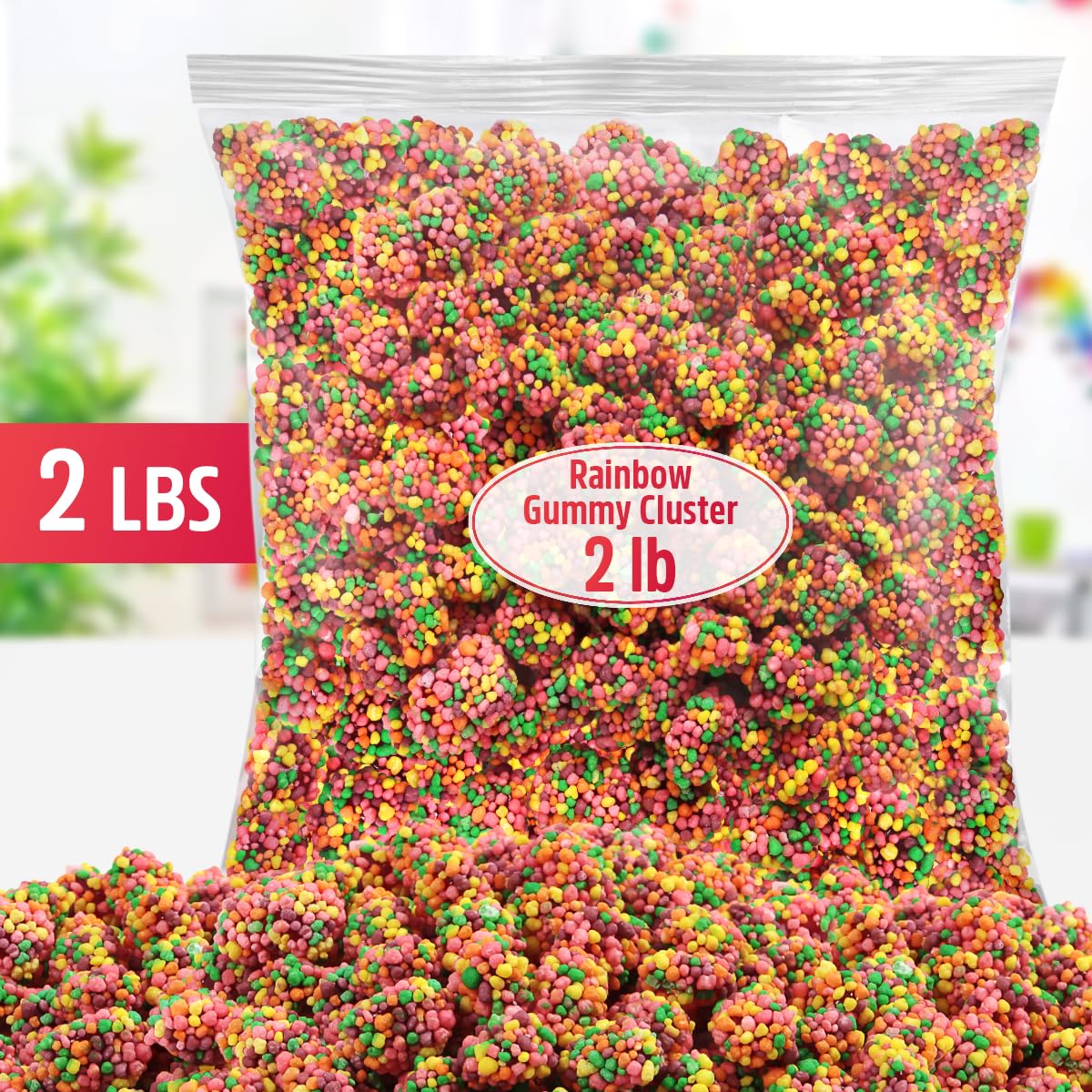 Gummy Clusters Rainbow, 2lb Pack of Gummy Clusters Bulk, Perfect Gummy Candy Snack for Parties, Birthdays, Holidays, Gift Bags, Office Treats