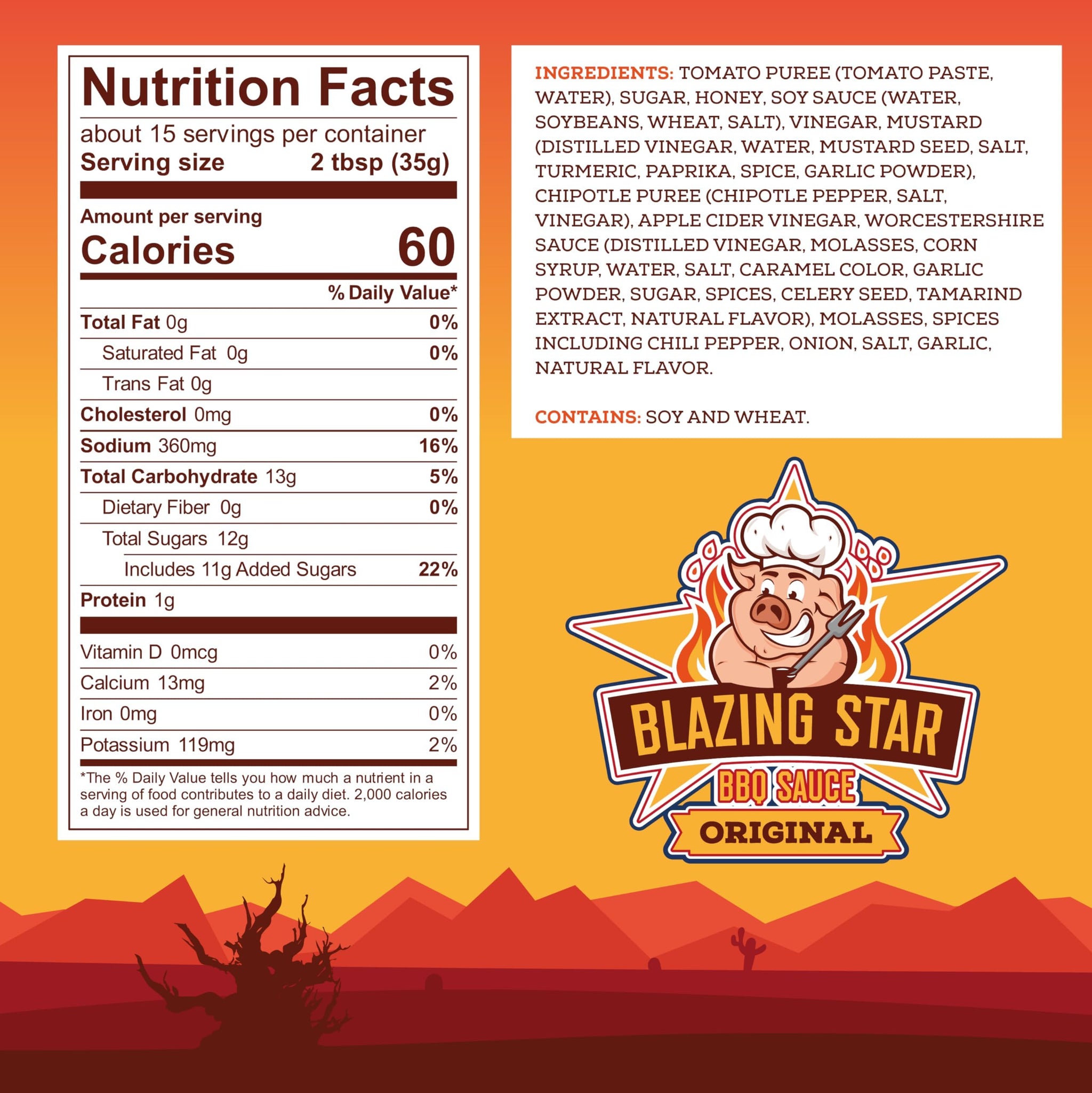 Blazing Star Original BBQ Sauce - Sweet, Tangy, and Smoky Barbecue Sauce - Unique Global Flavor - Great for Grilling, Smoking, and Barbecue - Veteran