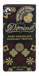Divine Chocolate Dark Chocolate With Hazelnut Truffle bar, 3.5 Oz