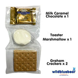 WBB | SMORES KIT STRIP | Individually packaged set : Graham Crackers, Marshmallow, Chocolate | Make delicious smores (25 sets) (Milk Caramel)