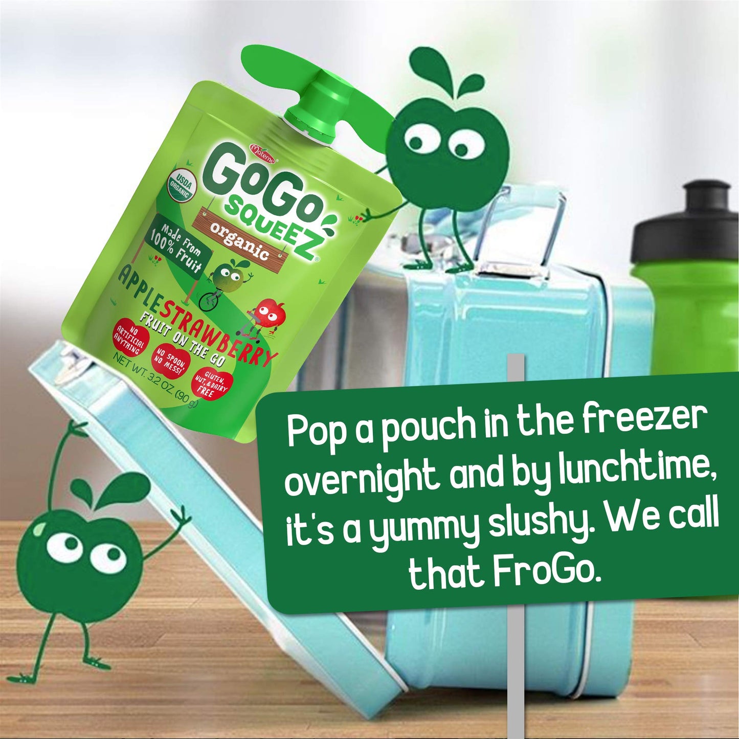 GoGo squeeZ Organic Applesauce, Apple Strawberry, 3.2 Ounce (4 Pouches), Gluten Free, Vegan Friendly, Unsweetened Applesauce, Recloseable, BPA Free