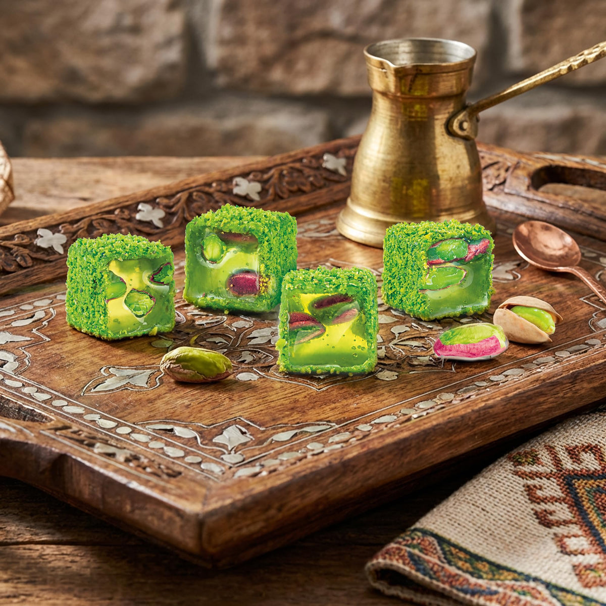 HazerBaba Double Roasted Turkish Delight Pistachio Candy, 7oz (Pack of 1)