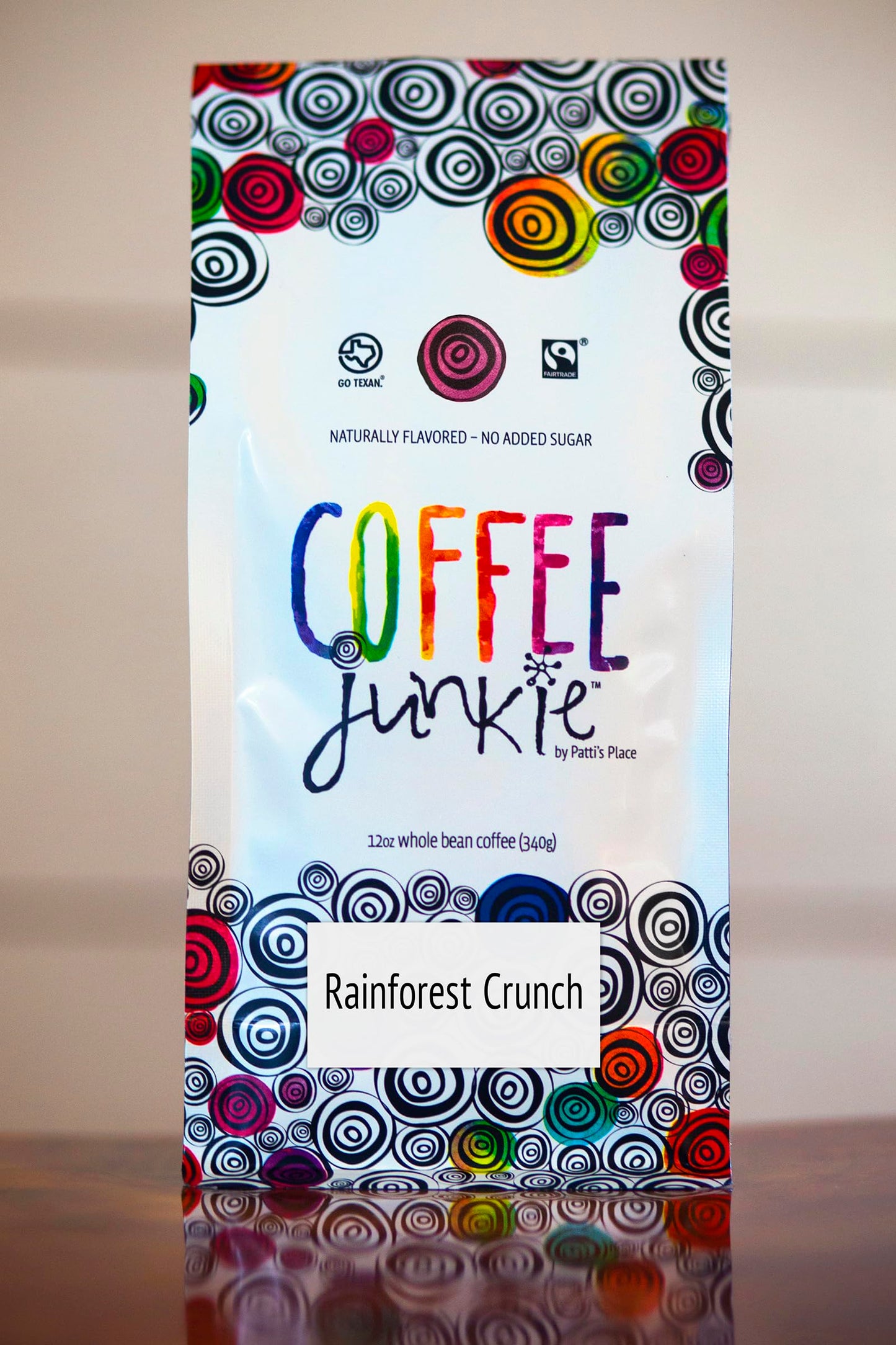 Coffee Junkie-Rainforest Crunch Flavored Coffee Beans-12oz Decaf Whole Bean