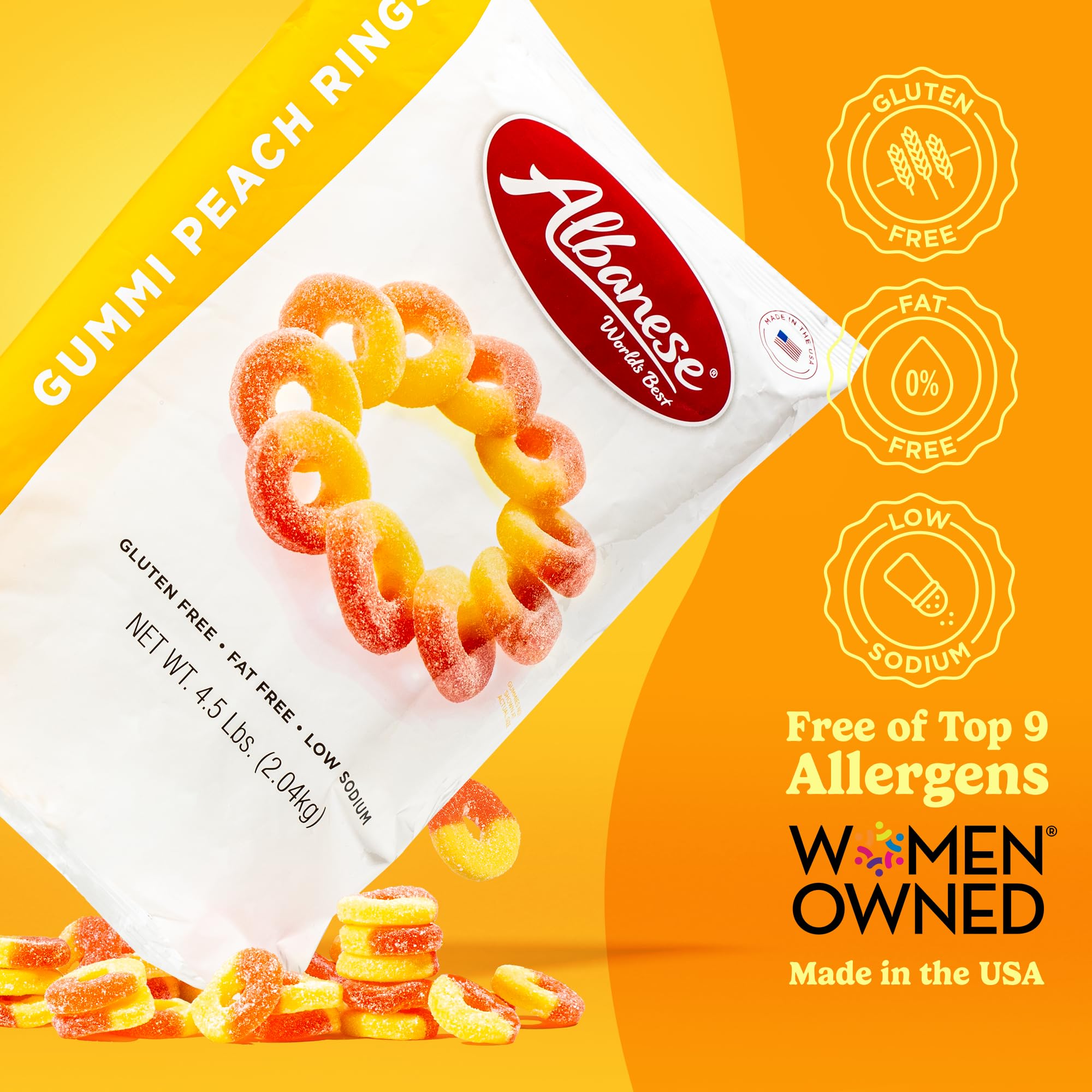 Albanese Candy, Gummi Peach Rings, 4.5-pound Bag