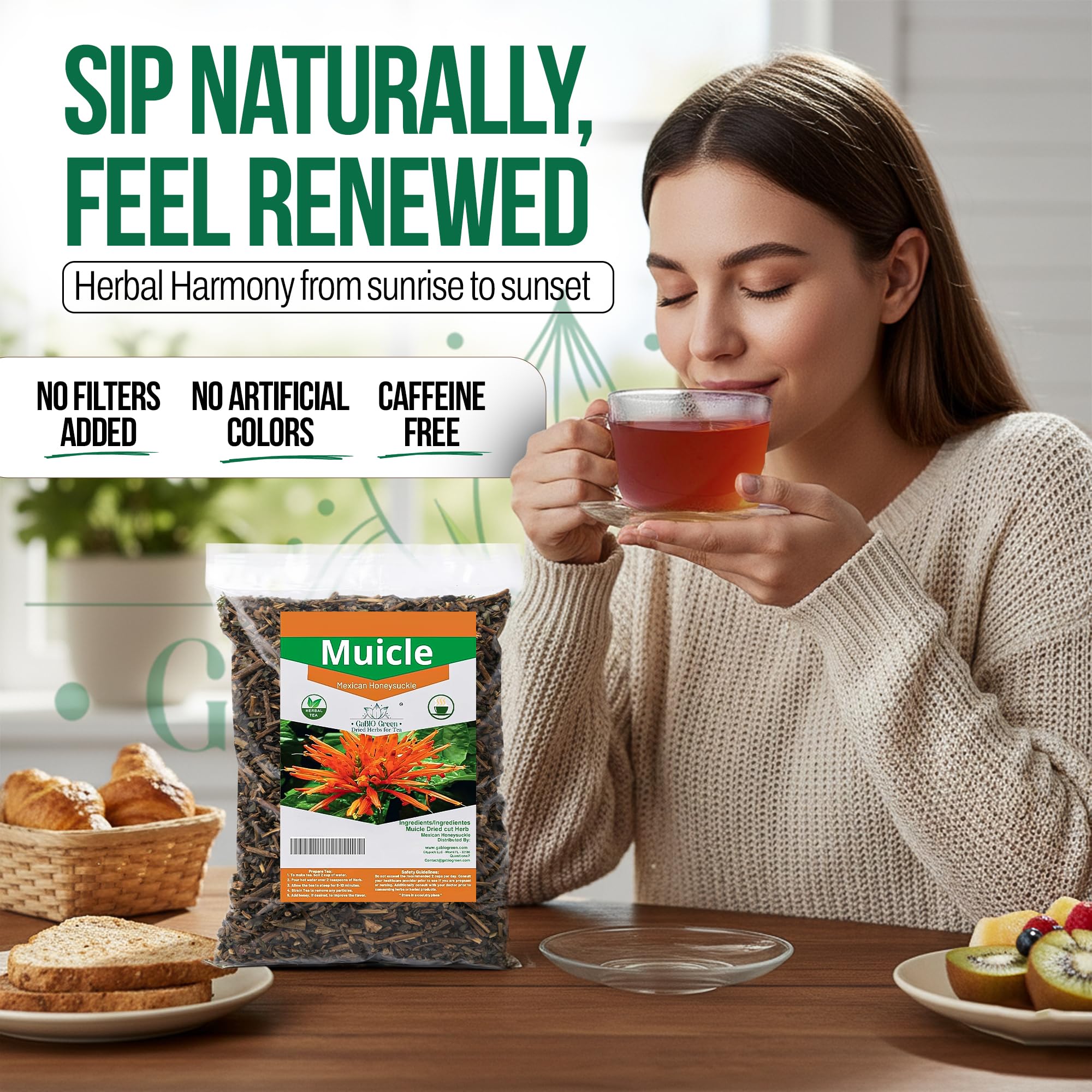 Muicle Mexican Honeysuckle 4.1 oz/116.2 Gr Herbal tea Caffeine Free 100% natural,Gabio Green Herbs