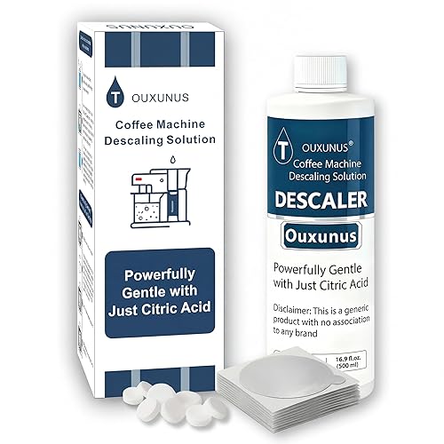 Ouxunus Descaling Solution Kit Compatible with Nespresso Vertuo Descaling solution & Coffee Machines, 16.9 fl Oz Descaler (4 Uses), 8 Cleaning Tablets