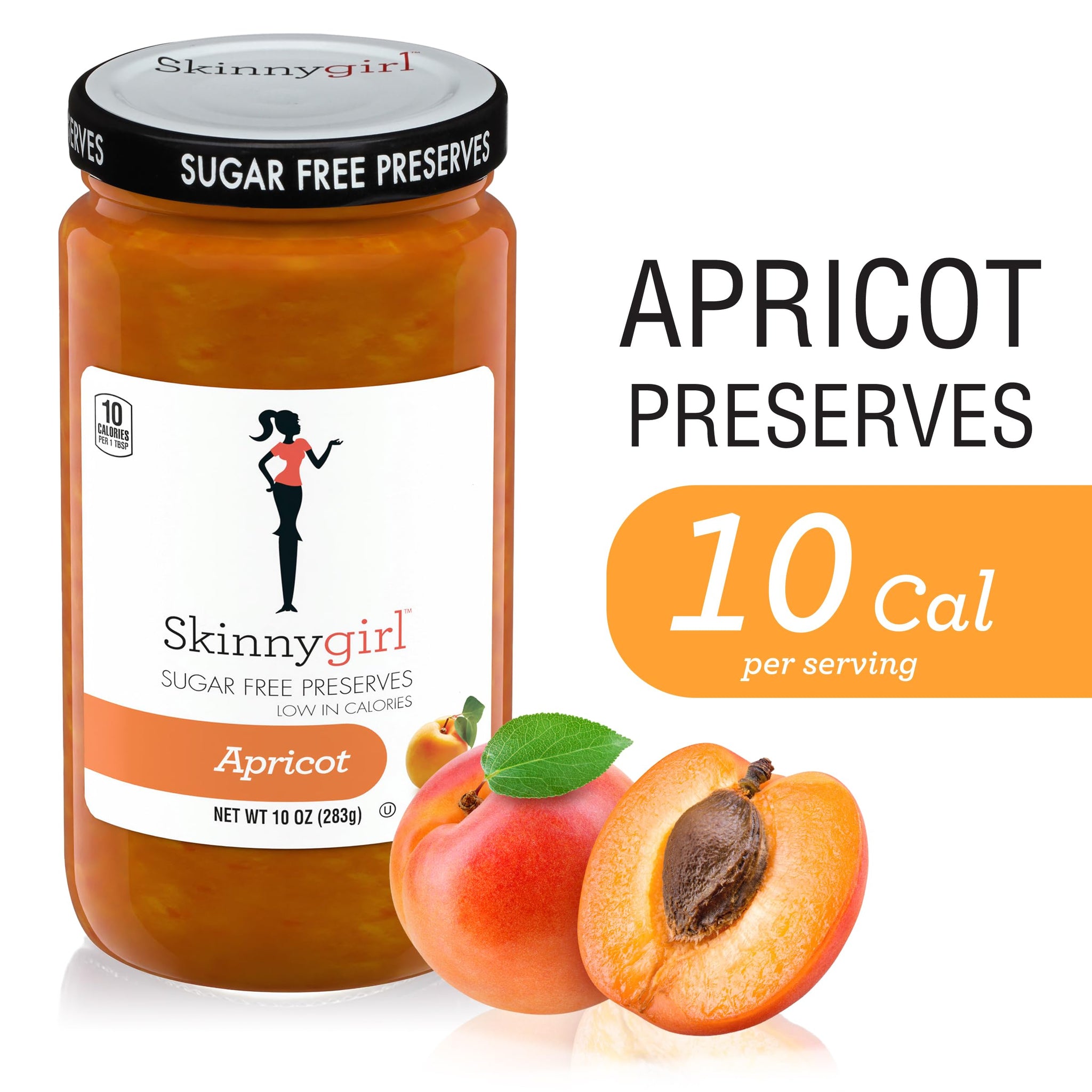 Skinnygirl Sugar Free Kosher Preserves, Apricot, 10 Ounce