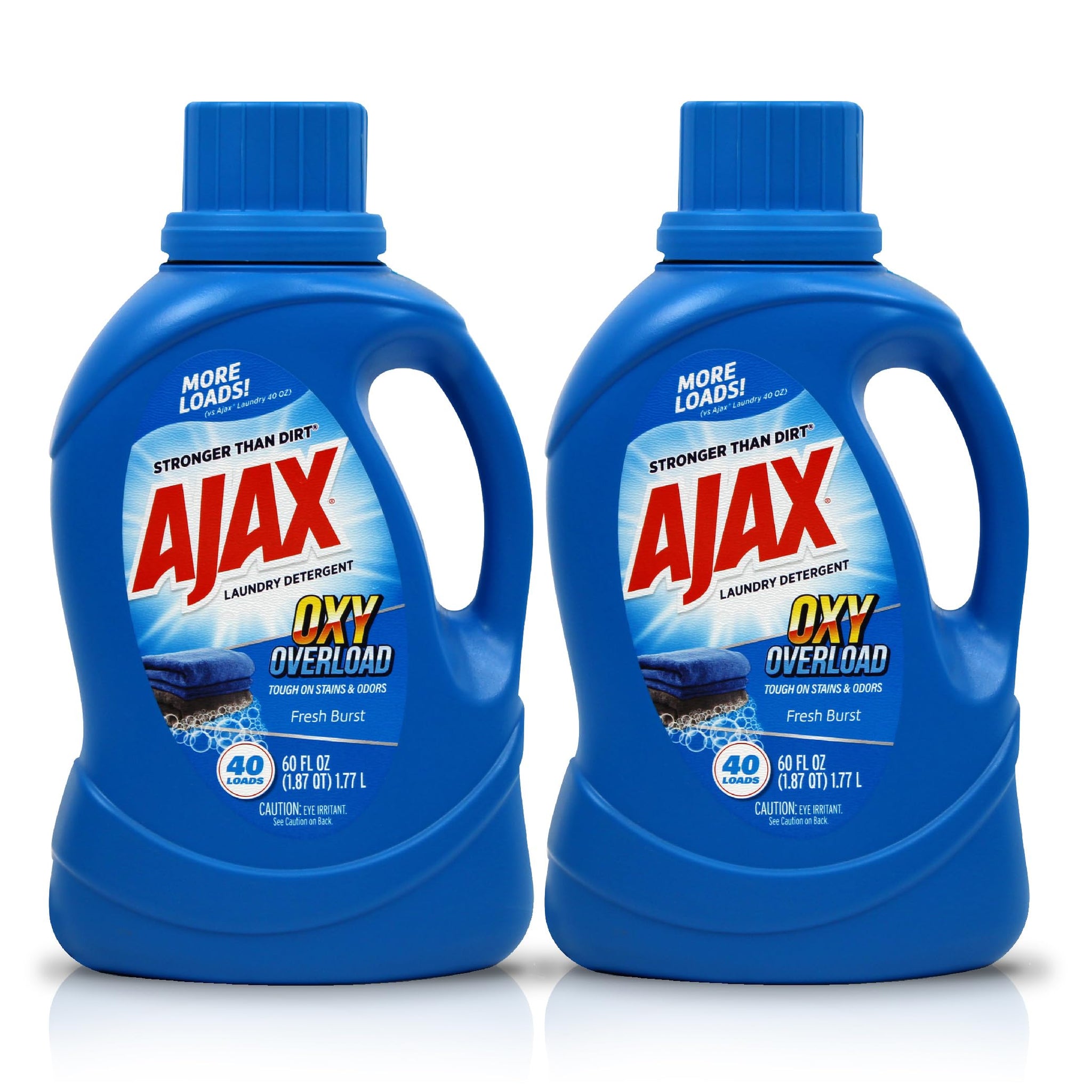 Ajax Oxy Overload Laundry Detergent Liquid, 60oz (Pack of 2) - Totally Awesome Cleaner with Deep Cleaning, Stain & Odor Removing power, HE Compatible