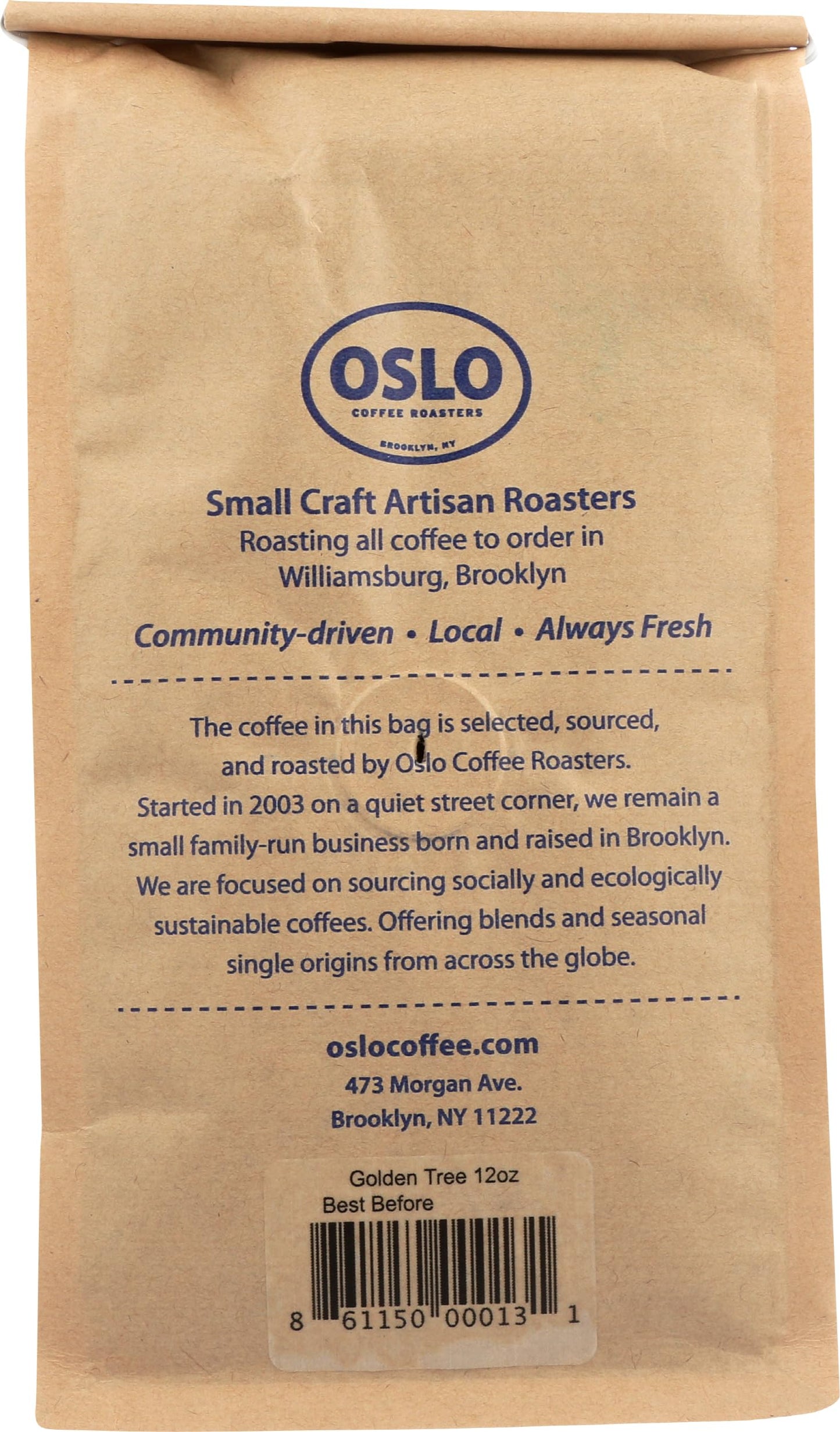 Oslo Coffee Roasters Oslo Golden Tree Blend Coffee, 12 OZ