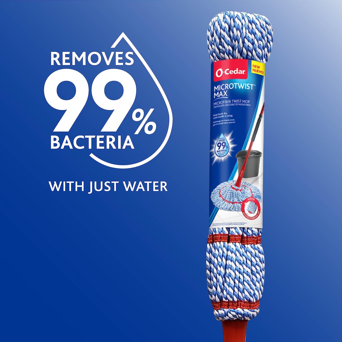 O-Cedar MicroTwist MAX Microfiber Twist Mop with 1 Extra Refill | Features Hands-Free Wringing | Extra Large 18-Inch Mop Head | Safe on All Floor