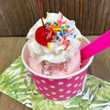 12 Ounce Disposable Paper Treat Cups Ice Cream Bowls -Plastic Spoons - Paper Straws - Ice Cream Sundae Kit for 24 - Blue, Pink, Orange, Yellow, Green