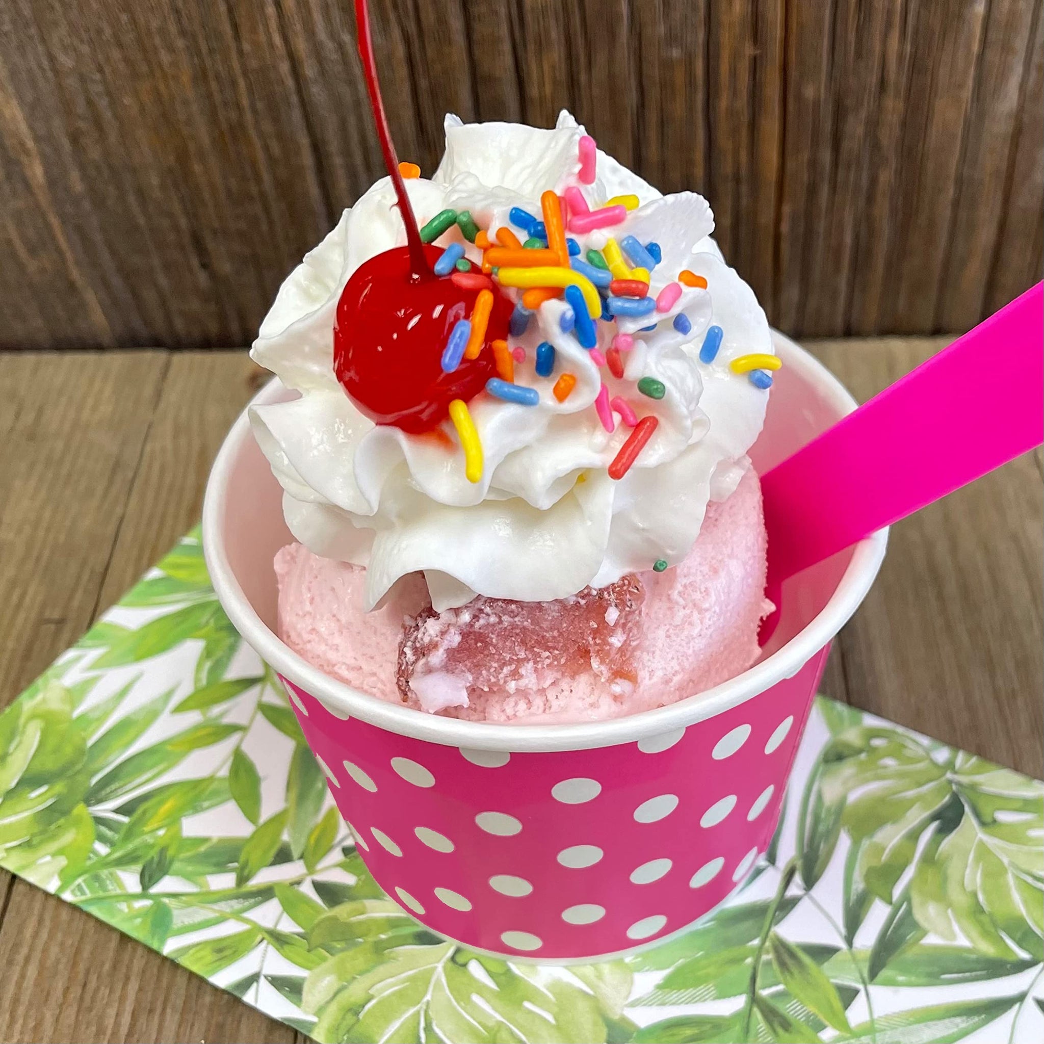 12 Ounce Disposable Paper Treat Cups Ice Cream Bowls -Plastic Spoons - Paper Straws - Ice Cream Sundae Kit for 24 - Blue, Pink, Orange, Yellow, Green