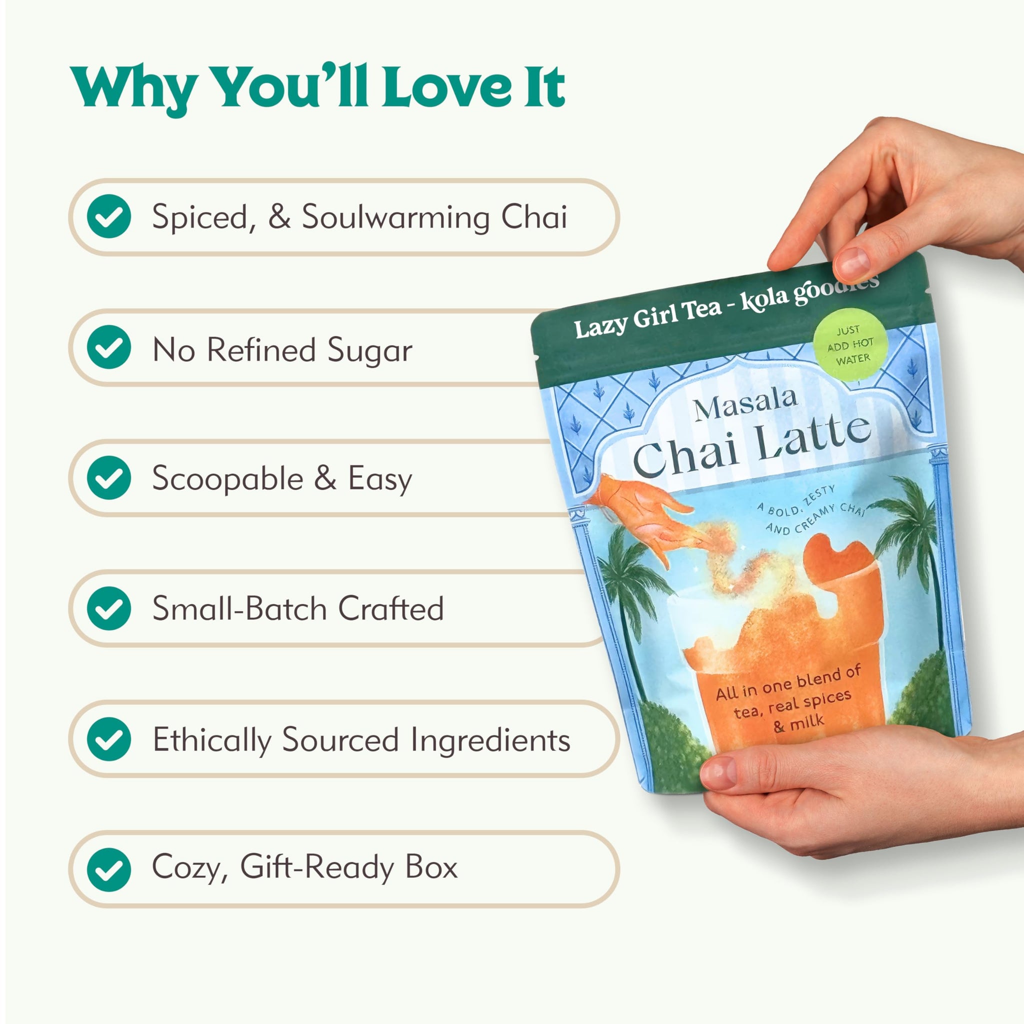 Masala Chai Latte Gift Box - 15 Servings - Spiced Ceylon Black Tea Blend with Whole Milk - Scoopable Chai Latte Mix - No Refined Sugar - Cozy Tea